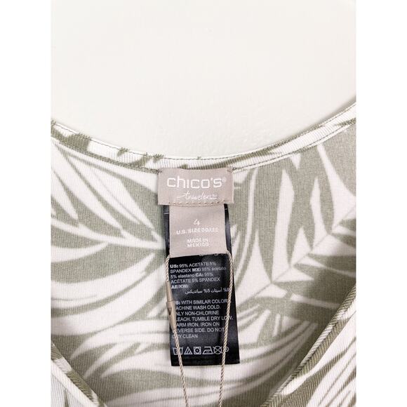NWT Chicos Travelers Set Green Leaf Print White Printed Set Size 2X XXL 4 - Picture 12 of 12